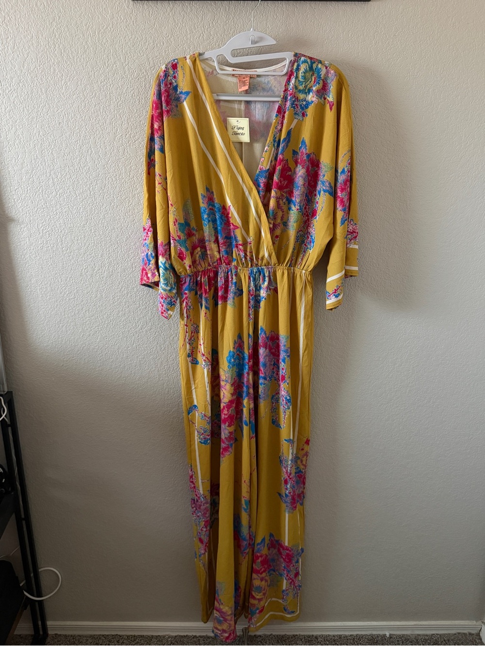 Flying Tomato Mustard Yellow Floral Jumpsuit. - Picture 2 of 4